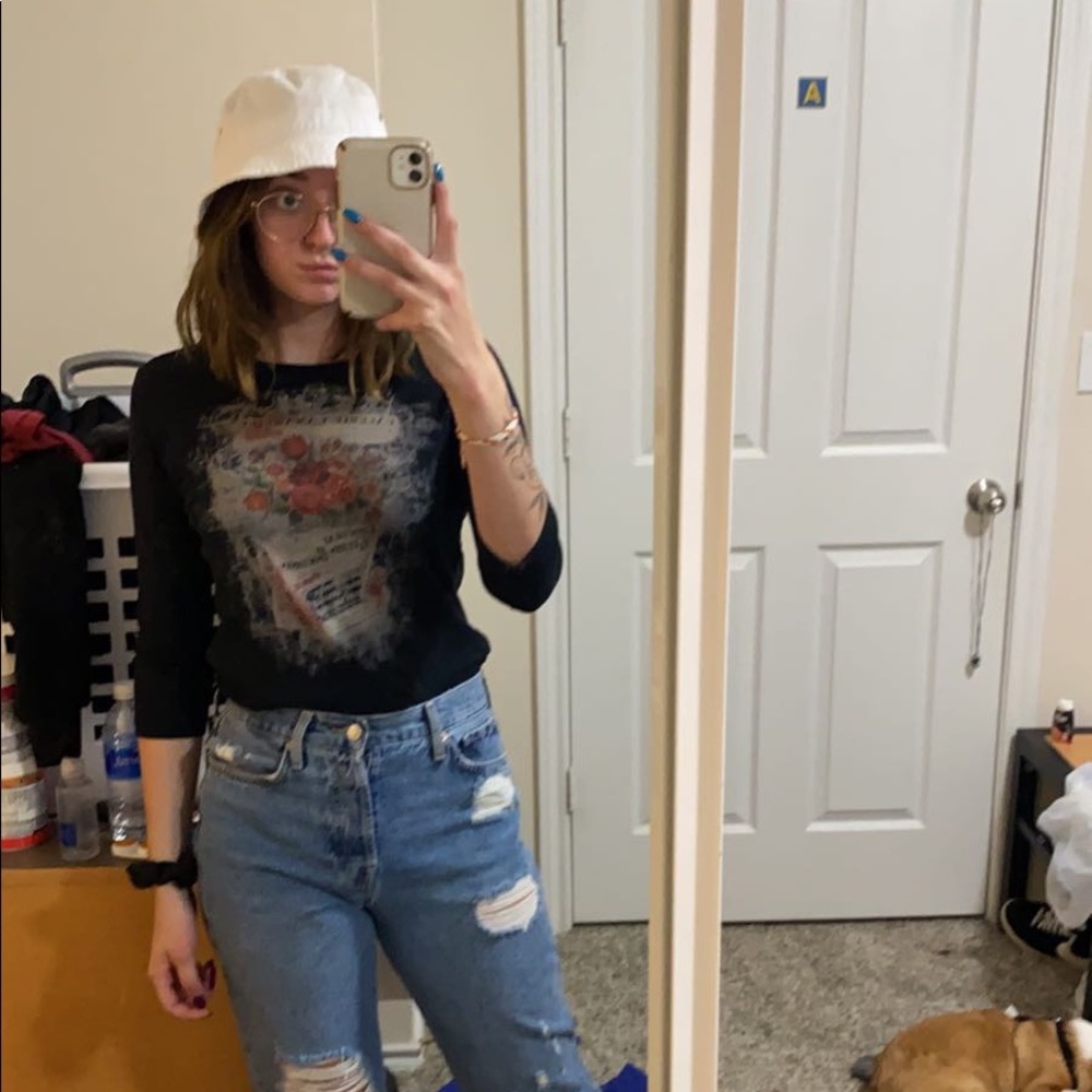 3/4 sleeve retro black top